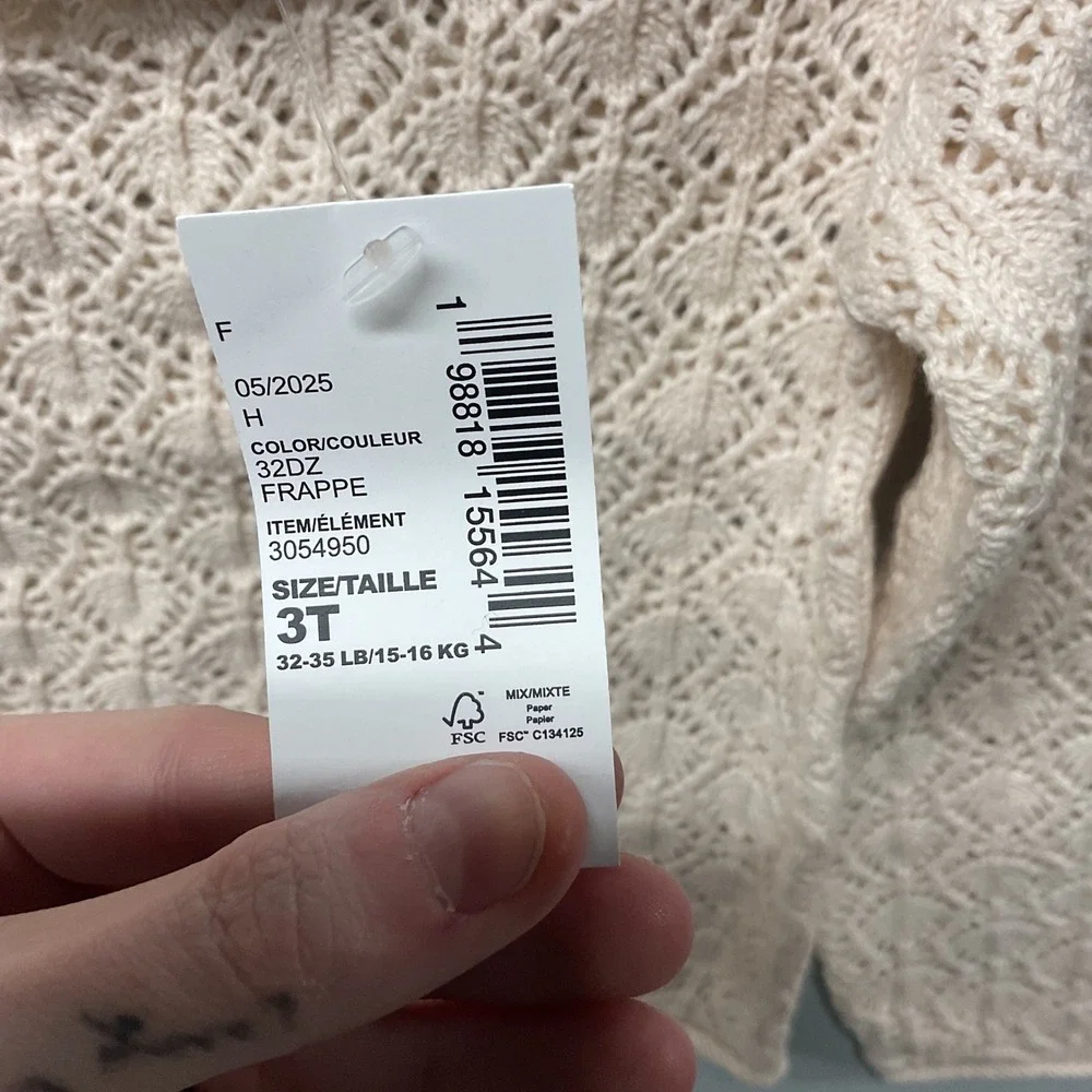 The Childrens Place Toddler Girls‎ Cream Lace Knit Sweater Size 3T